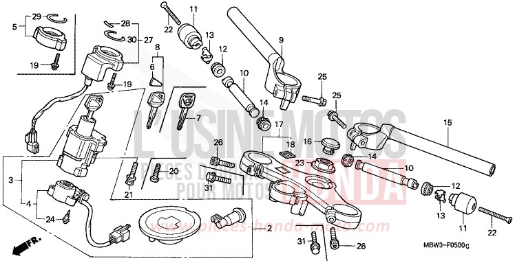 ROHRGRIFF/OBERE BRUECKE von CBR600F Special Edition WINNING RED (R258) von 2001